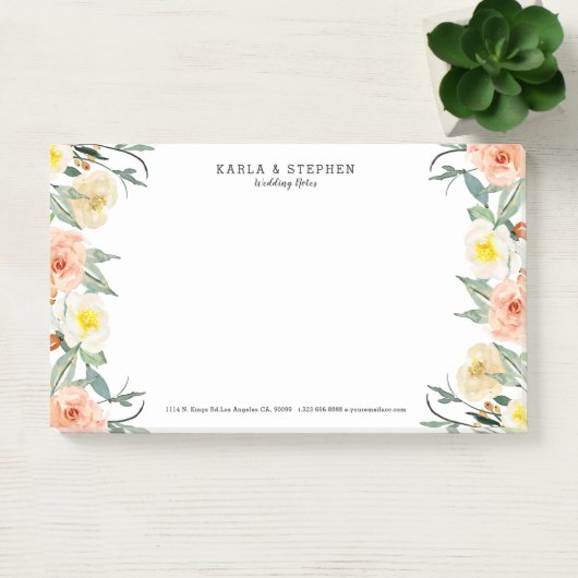 Post-it® Frontière des fleurs du jardin Pastel-Peach (Bureau)