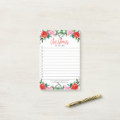 Post-it® Frontière rose de Noël rouge et rose (Sur un bureau)