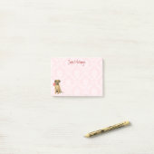 Post-it® Frontière Rose Valentine Terrier (Sur un bureau)