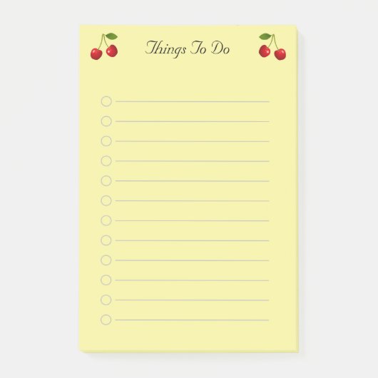 Post-it® Fruits de cerise sur les choses jaunes à faire Lin (Devant)