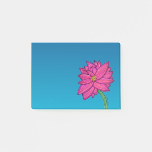Post-it® Fuchsia Pink Flower Wide Post-It Notes (Devant)