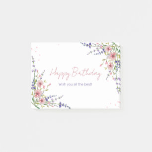Post-it® Fuchsia Violet Vert Floral Aquarelle Joyeux Annive