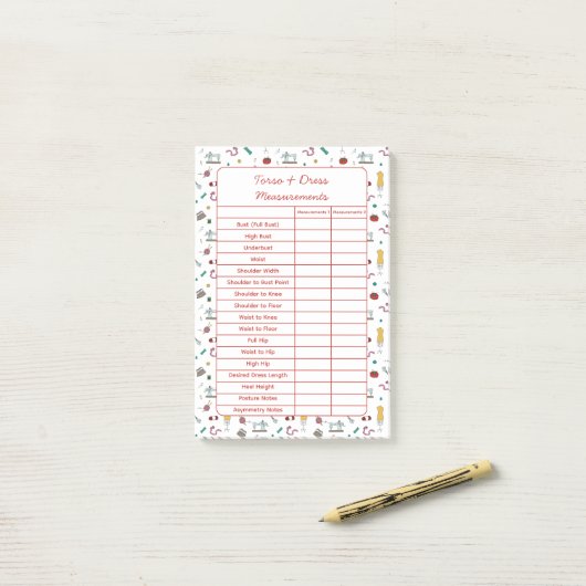 Post-it® Fully Customizable Body Measurements Chart Notepad (Sur un bureau)