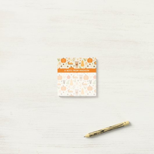 Post-it® Fun Orange Fall Motif (Sur un bureau)