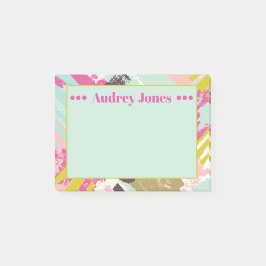 Post-it® Fun Pink et Aqua Art Abstrait Notes (Devant)