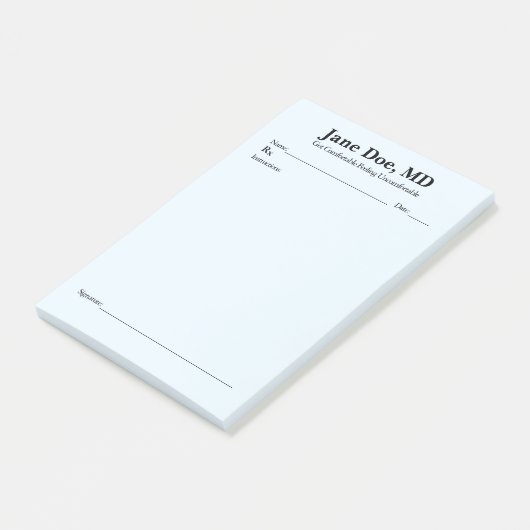 Post-it® Fun prescription 4" x 6" Post It notes Blue (Incliné)