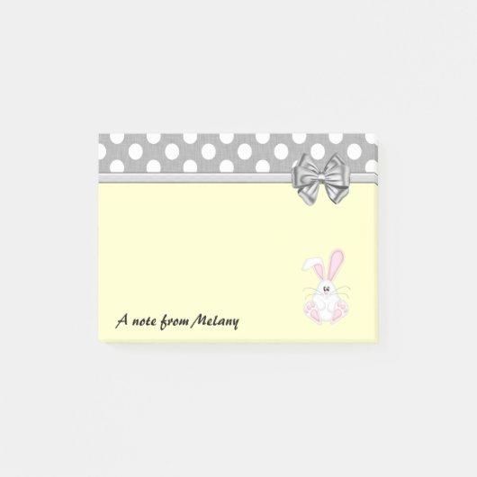 Post-it® Funky mignon lapin pois monogramme (Devant)