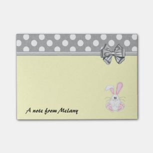 Post-it® Funky mignon lapin pois monogramme