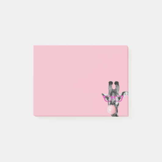 Post-it® Funky mignonne Giraffe Verre rose bulle gomme (Devant)
