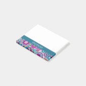 Post-it® Funky Teal and Pink Floral Pattern - Add Name (Incliné)