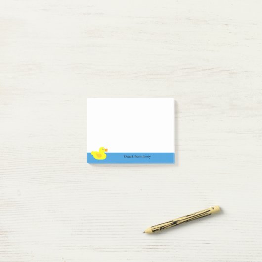 Post-it® Funny Cube Jaune Canard Nom personnalisé de l'anim (Sur un bureau)