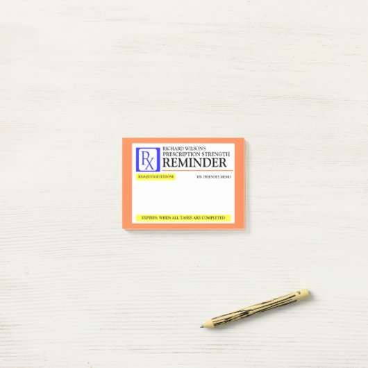 Post-it® Funny Étiquette de prescription (Sur un bureau)