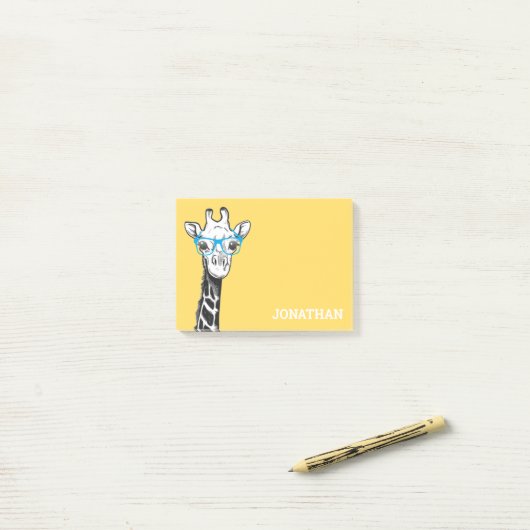 Post-it® Funny Geek Giraffe Yellow Post-it Notes (Sur un bureau)