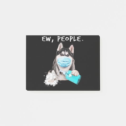 Post-it® Funny husky chev dog wearing a face mask (Devant)