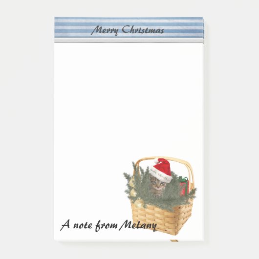 Post-it® Funny mignon fille Holiday Père Noël chat monogram (Devant)