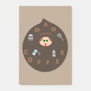 Post-it® Funny Papa Monster Aime le café Post it note Pad