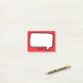 Post-it® Funny White Talk Bubble Red Nom personnalisé (Sur un bureau)