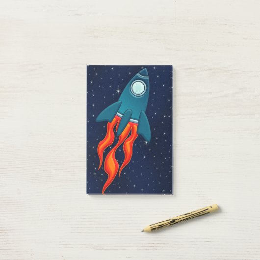 Post-it® Fusée spatiale mignonne et conception d'espace ext (Sur un bureau)