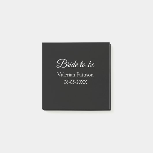 Post-it® futurelle nom date noir blanc shower de mariage no (Devant)