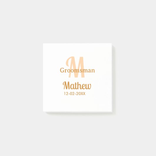 Post-it® garçon d'honneur orange nom lettre date pastel mas (Devant)