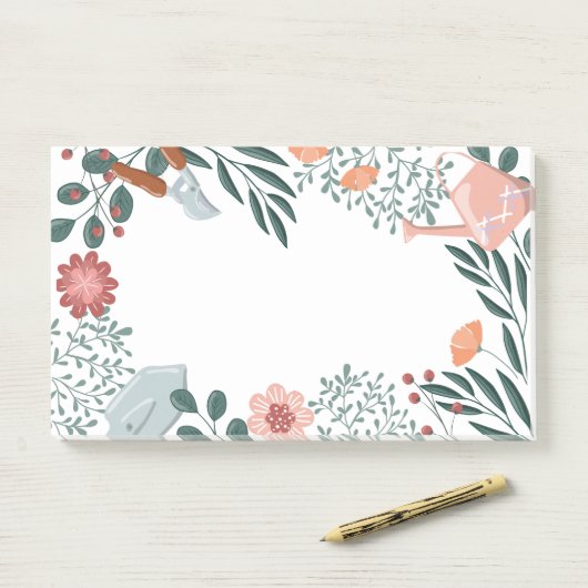 Post-it® Garden Tools & Wildflowers Border  (Sur un bureau)