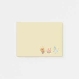 Post-it® Gâteau d'anniversaire avec le lion de fête et le m