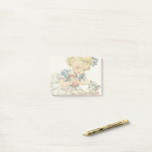 Post-it® Gâteau d'anniversaire rétro pour fille Chat Créati (Sur un bureau)