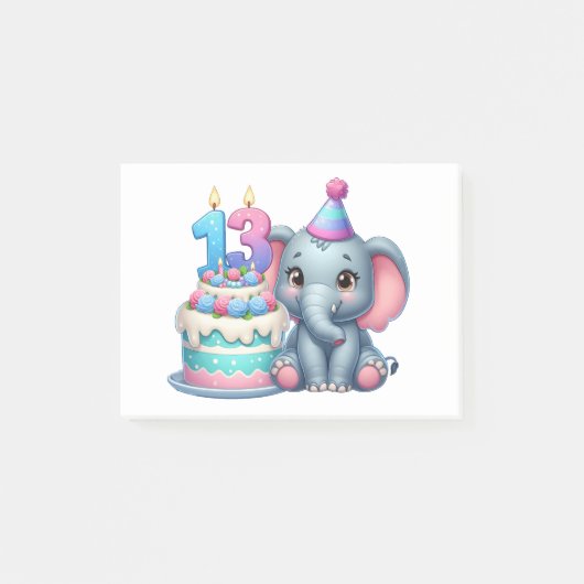 Post-it® Gâteau d'éléphant pour 13e anniversaire (Devant)