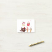 Post-it® Gâteaux Aquarelle Boulangerie sucreries Cupcakes P (Sur un bureau)