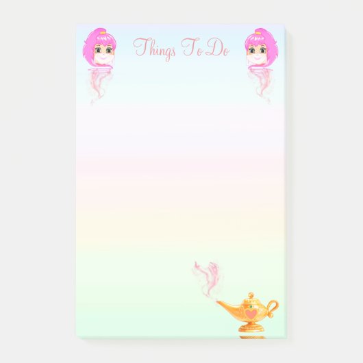 Post-it® Genies et lampe magique sur couleurs pastel Que fa (Devant)