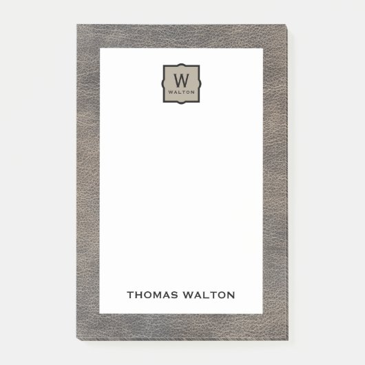 Post-it® Genuine Cowhide Leather Look Monogram Name (Devant)