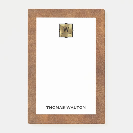 Post-it® Genuine Leather Look Monogram Name (Devant)