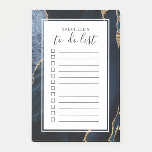 Post-it® Géode Agate Personnalisé Bleu Gold To Do List