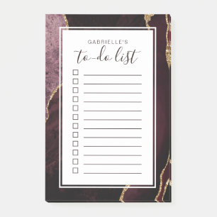 Post-it® Géode Agate Personnalisé Burgundy Gold To Do List