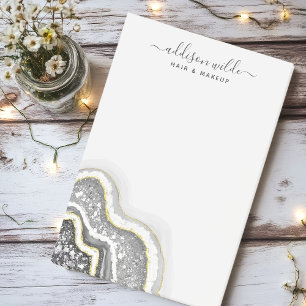 Post-it® Géode d'agate pailletée noir et blanc Luxe Entrepr