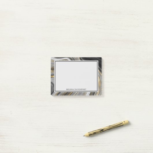 Post-it® Géode d'or et de gris moderne Géode minéral Abstra (Sur un bureau)