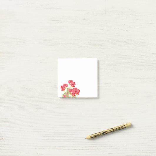 Post-it® Geraniums d'aquarelles rouges 2 (Sur un bureau)