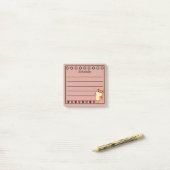 Post-it® Ginger Orange Chat Horaire Rose (Sur un bureau)