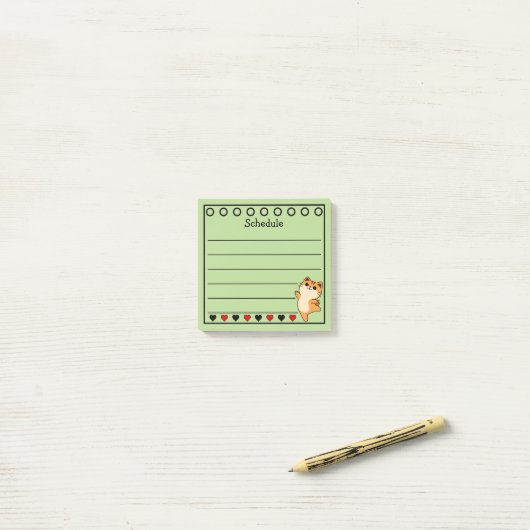 Post-it® Ginger Orange Chat Horaire Vert (Sur un bureau)