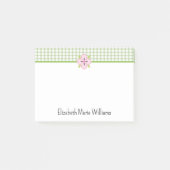 Post-it® Gingham Vert Floral Rose Personnalisé (Devant)
