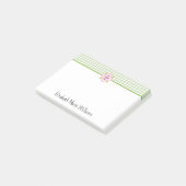 Post-it® Gingham Vert Floral Rose Personnalisé (Incliné)