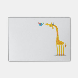 Post-it® Girafe et oiseau mignons de bande dessinée