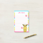Post-it® Giraffe Arc-En-Ciel Avec Coeurs Nom De L'Enseignan (Sur un bureau)