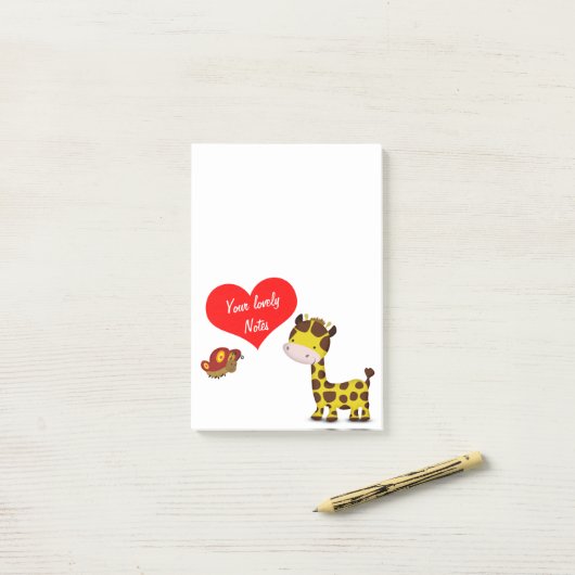 Post-it® Giraffe et Papillon Belle note (Sur un bureau)