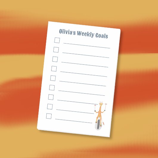 Post-it® Giraffe on a Unicycle Kid Goals Notes