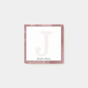 Post-it® Girl Dusty Rose Gold Diamond Nom du petit monogram