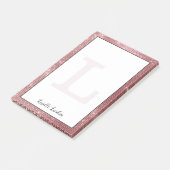 Post-it® Girl Dusty Rose Gold Glam Diamond Nom du monogramm (Incliné)