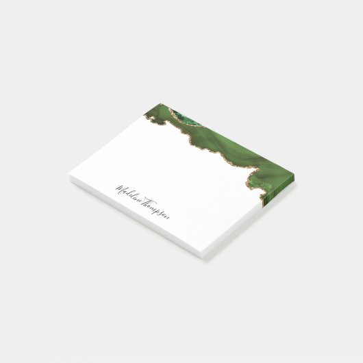 Post-it® Girl Green Velvet Agate Géode Typographie de scrip (Incliné)