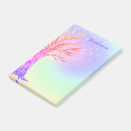 Post-it® Girl Rainbow Sparkles Nom du monogramme (Incliné)