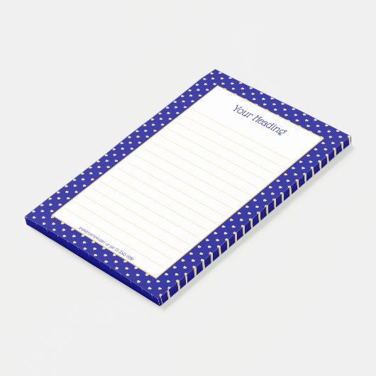 Post-it® Girly Hearts Faux Gold Foil Royal Blue Motif (Incliné)